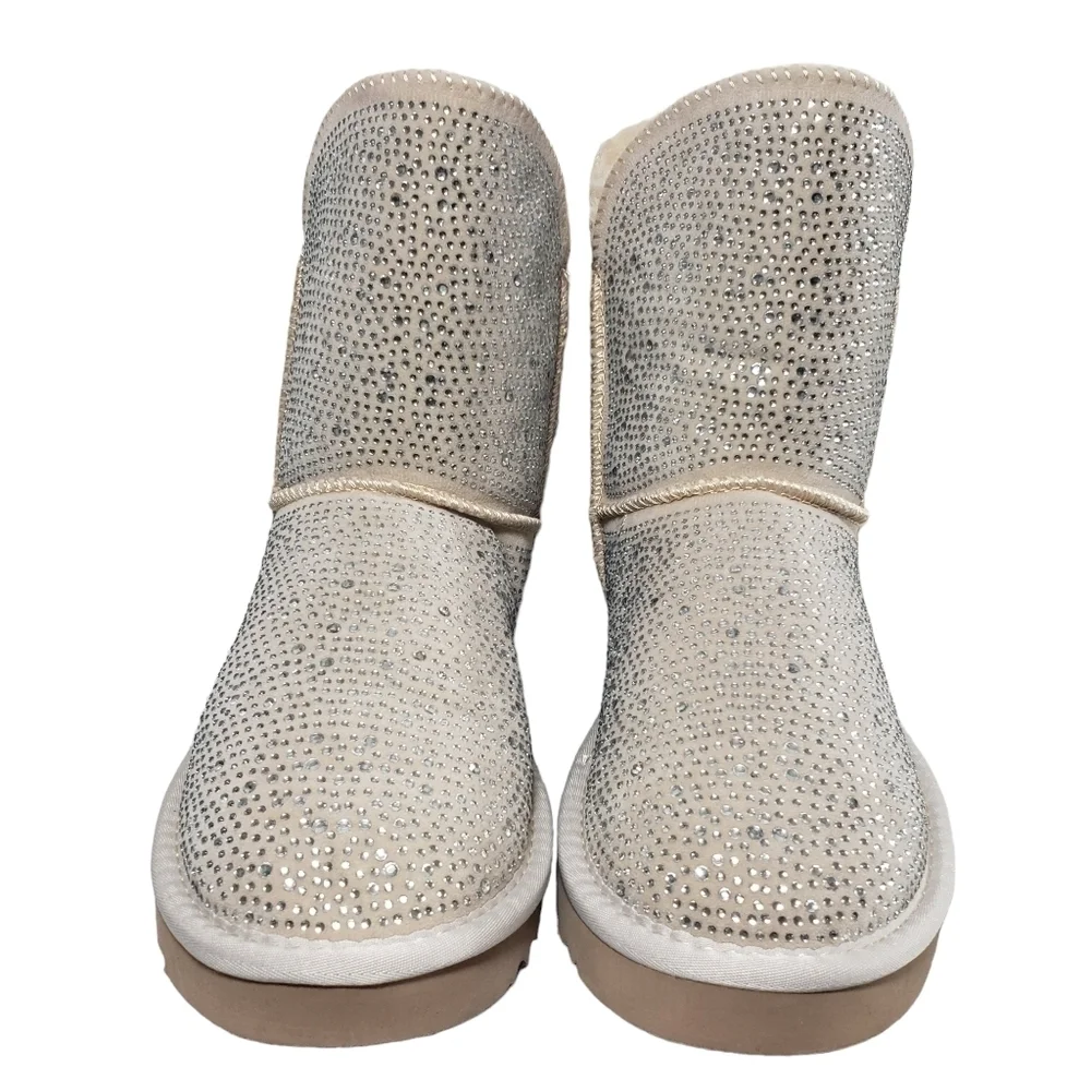 INC International Concepts Adrief Cream Bling Pull On Ankle Booties Sz 7M